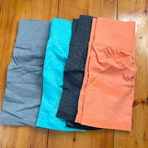 4pcs Wide Waistband Scrunch Butt Sports Shorts